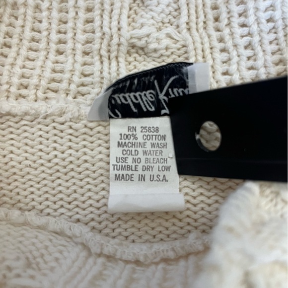 Vintage Sweater 100% Cotton Mockneck Textured Knitwear Made in USA Cream Size S - Picture 8 of 13